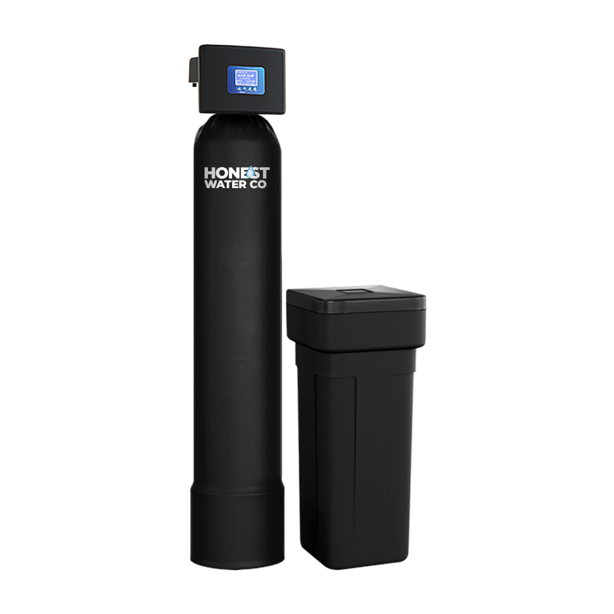 Whole-home water system and brine tank installed in a garage